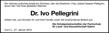 Traueranzeige von Ivo Pellegrini von Dolomiten