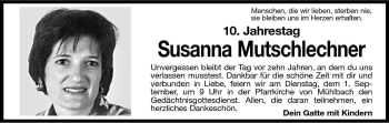 Traueranzeige von Susanna Mutschlechner von Dolomiten