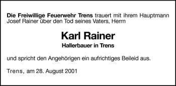 Traueranzeige von Karl Rainer von Dolomiten