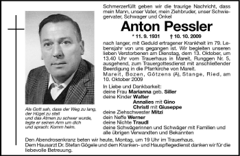 Traueranzeige von Anton Pessler von Dolomiten