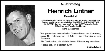 Traueranzeige von Heinrich Lintner von Dolomiten