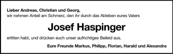 Traueranzeige von Josef Haspinger von Dolomiten