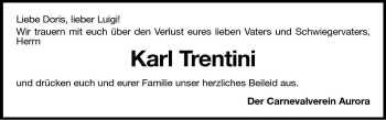 Traueranzeige von Karl Trentini von Dolomiten