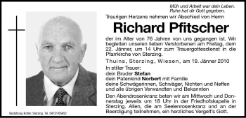 Traueranzeige von Richard Pfitscher von Dolomiten