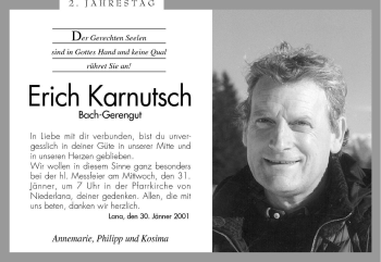 Traueranzeige von Erich Karnutsch von Dolomiten