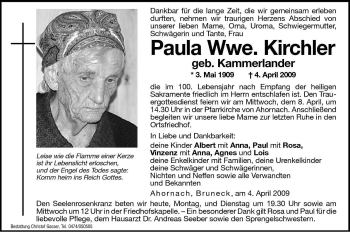 Traueranzeige von Paula Kirchler von Dolomiten