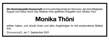 Traueranzeige von Monika Thöni von Dolomiten