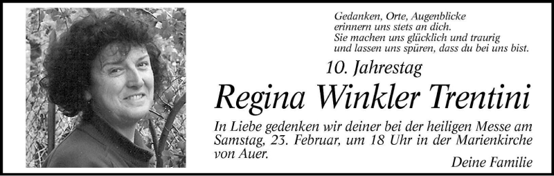  Traueranzeige für Regina Trentini vom 22.02.2008 aus Dolomiten