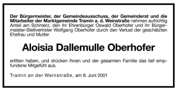 Traueranzeige von Luise Oberhofer von Dolomiten