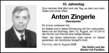 Traueranzeige von Anton Zingerle von Dolomiten