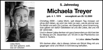 Traueranzeige von Michaela Treyer von Dolomiten