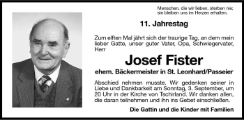 Traueranzeige von Josef Fister von Dolomiten