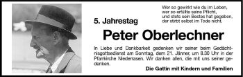 Traueranzeige von Peter Oberlechner von Dolomiten