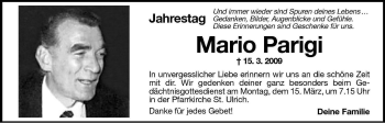 Traueranzeige von Mario Parigi von Dolomiten