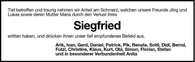  Traueranzeige für Siegfried  vom 14.06.2005 aus Dolomiten