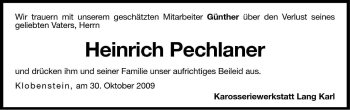Traueranzeige von Heinrich Pechlaner von Dolomiten