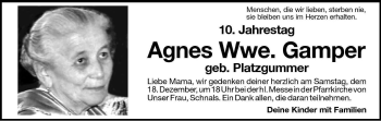 Traueranzeige von Agnes Gamper von Dolomiten