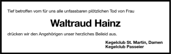 Traueranzeige von Waltraud Hainz von Dolomiten