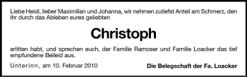 Traueranzeige von Christoph Ramoser von Dolomiten