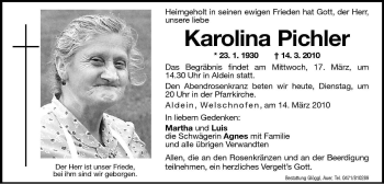Traueranzeige von Karolina Pichler von Dolomiten