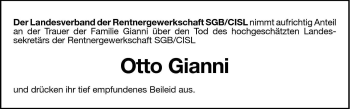 Traueranzeige von Otto Gianni von Dolomiten