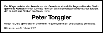 Traueranzeige von Peter Torggler von Dolomiten
