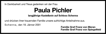 Traueranzeige von Paula Pichler von Dolomiten