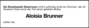 Traueranzeige von Aloisia Brunner von Dolomiten