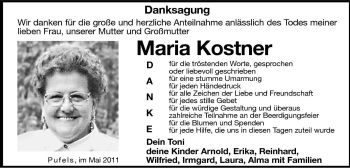 Traueranzeige von Maria Kostner von Dolomiten