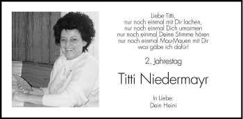 Traueranzeige von Titti Niedermayr von Dolomiten