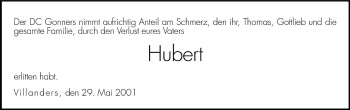 Traueranzeige von Hubert Webhofer von Dolomiten