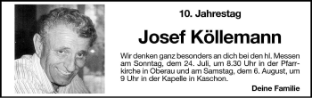 Traueranzeige von Josef Köllemann von Dolomiten