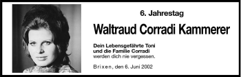 Traueranzeige von Waltraud Corradi Kammerer von Dolomiten