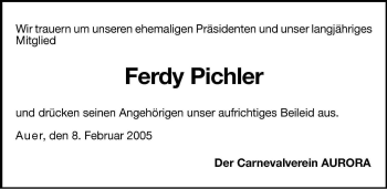 Traueranzeige von Ferdinand Pichler von Dolomiten