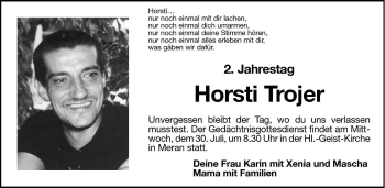 Traueranzeige von Horsti Trojer von Dolomiten