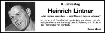 Traueranzeige von Heinrich Lintner von Dolomiten
