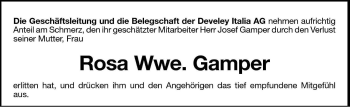 Traueranzeige von Rosa Gamper von Dolomiten