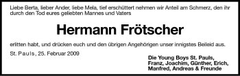 Traueranzeige von Hermann Frötscher von Dolomiten