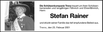 Traueranzeige von Stefan Rainer von Dolomiten