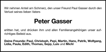 Traueranzeige von Peter Gasser von Dolomiten