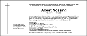 Traueranzeige von Albert Nössing von Dolomiten