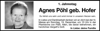 Traueranzeige von Agnes Pöhl von Dolomiten