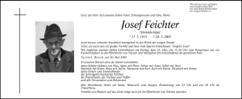 Traueranzeige von Josef Feichter von Dolomiten