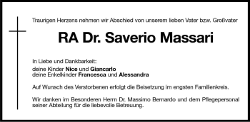 Traueranzeige von Saverio Massari von Dolomiten