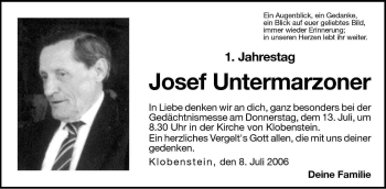 Traueranzeige von Josef Untermarzoner von Dolomiten