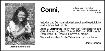 Traueranzeige von Cornelia Gamper von Dolomiten