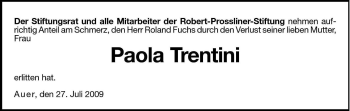 Traueranzeige von Paola Trentini von Dolomiten