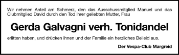 Traueranzeige von Gerda Galvagni von Dolomiten