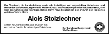 Traueranzeige von Alois Stolzlechner von Dolomiten