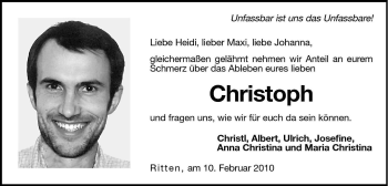 Traueranzeige von Christoph Ramoser von Dolomiten